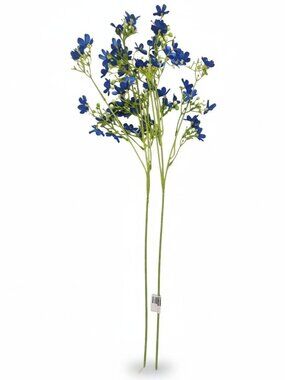 Cobalt Blue Dogwood Stems Faux Wax Flower Blue Floral Bold Decor Vase Filler 24
